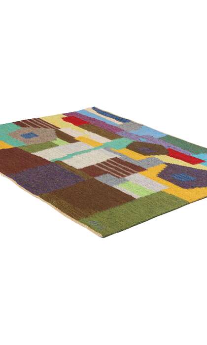 4 x 3 Signed Vintage Swedish Pictorial Rollakan Rug 78826