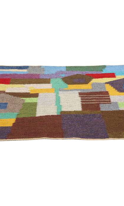 4 x 3 Signed Vintage Swedish Pictorial Rollakan Rug 78826