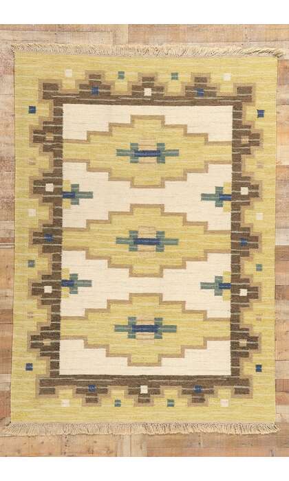 6 x 8 Vintage Swedish Rollakan Rug Signed GK 78821