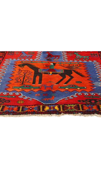 4 x 7 Vintage Persian Karabagh Pictorial Rug 77620