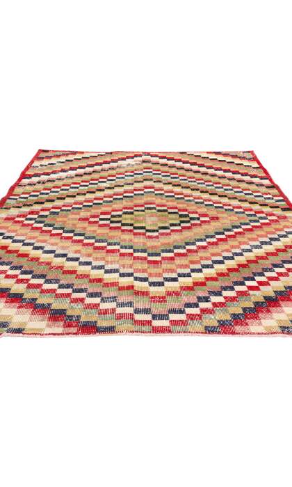 5 x 7 Zeki Muren Distressed Vintage Turkish Sivas Rug 53323