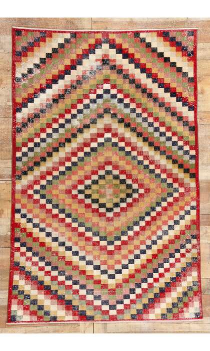 5 x 7 Zeki Muren Distressed Vintage Turkish Sivas Rug 53323