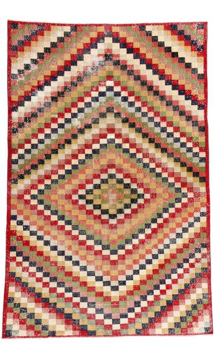 5 x 7 Zeki Muren Distressed Vintage Turkish Sivas Rug 53323