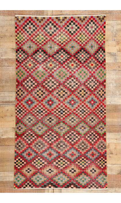 4 x 7 Zeki Muren Distressed Vintage Turkish Sivas Rug 53283