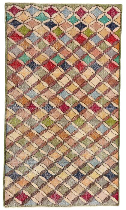 4 x 7 Zeki Muren Distressed Vintage Turkish Sivas Rug 53325