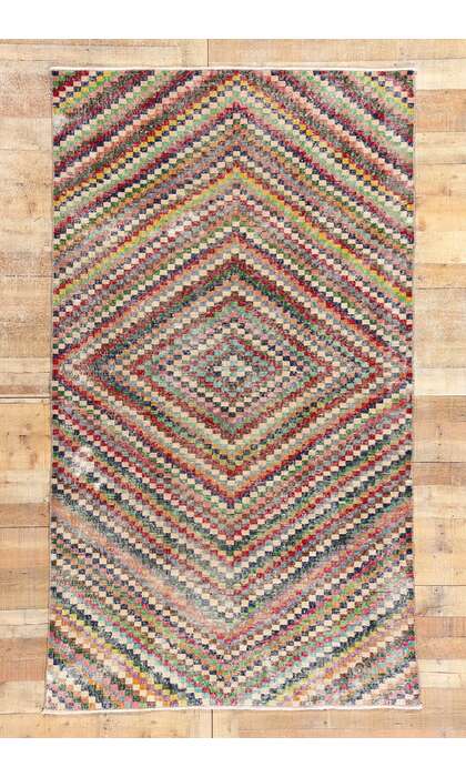 5 x 8 Zeki Muren Distressed Vintage Turkish Sivas Rug 53309
