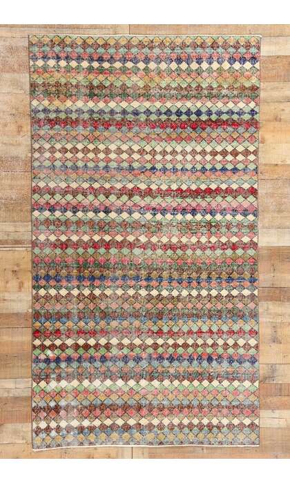 5 x 9 Zeki Muren Distressed Vintage Turkish Sivas Rug 53333