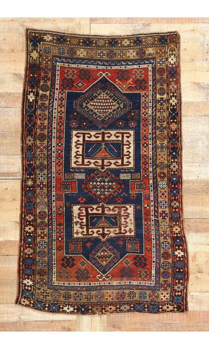 4 x 6 Antique Caucasian Kazak Rug 78786