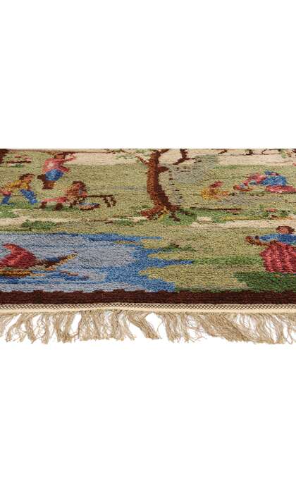 4 x 7 Vintage Swedish Pictorial Rya Rug 78827