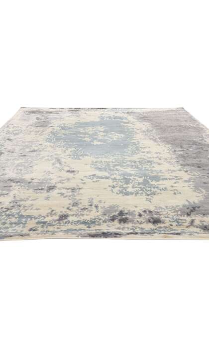 8 x 10 Contemporary Abstract Erased Silk Damask Rug 31137
