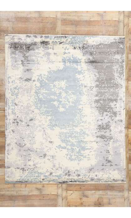8 x 10 Contemporary Abstract Erased Silk Damask Rug 31137