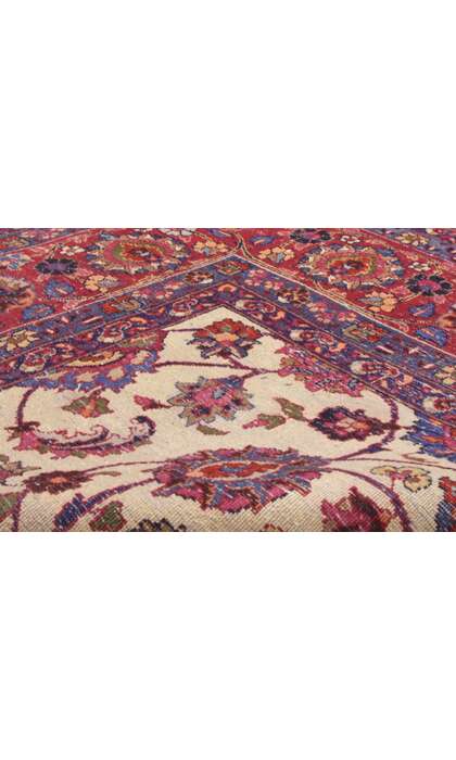 10 x 14 Antique Ivory Persian Mashhad Rug 74041