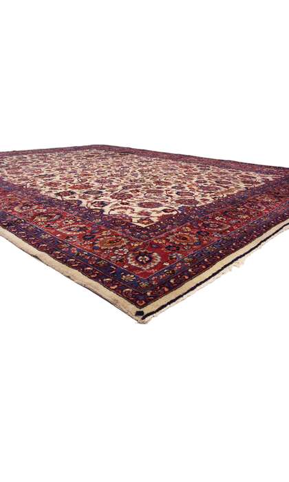 10 x 14 Antique Ivory Persian Mashhad Rug 74041