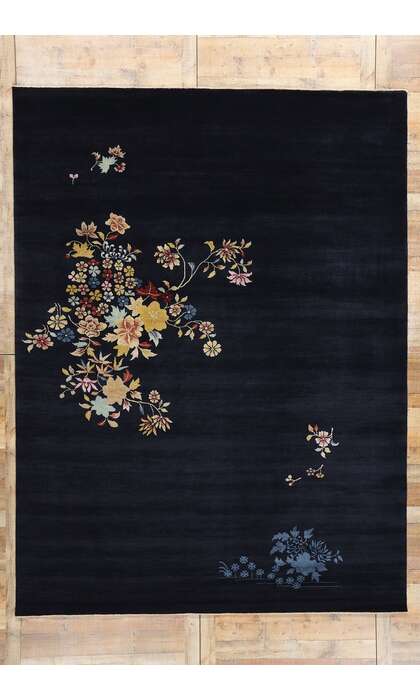 9 x 12 Modern Blue Chinese Art Deco Rug 31087