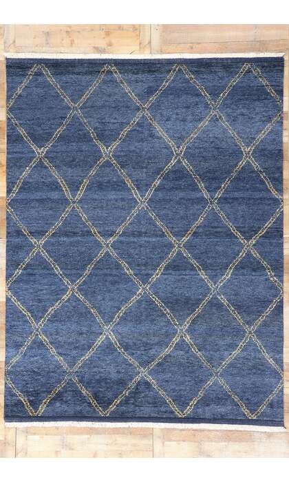 8 x 11 Modern Tribal Dark Blue Moroccan Rug 31222