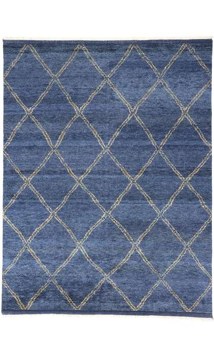 8 x 11 Modern Tribal Dark Blue Moroccan Rug 31222
