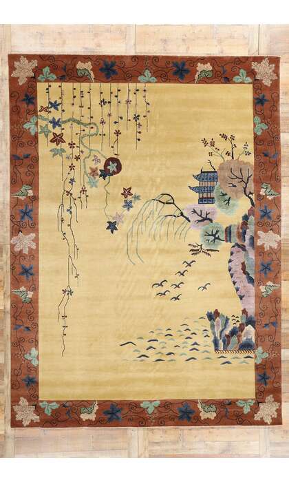 9 x 12 Modern Chinese Art Deco Pictorial Rug 31320