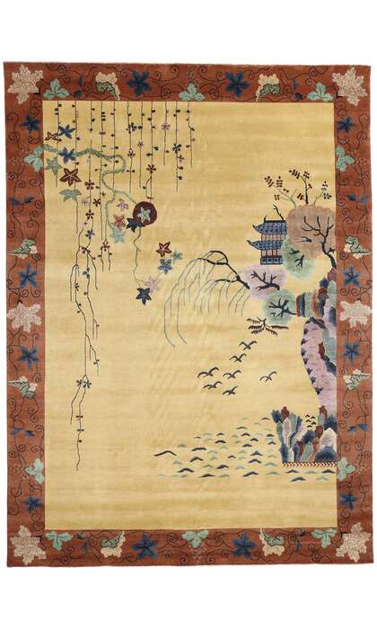9 x 12 Modern Chinese Art Deco Pictorial Rug 31320