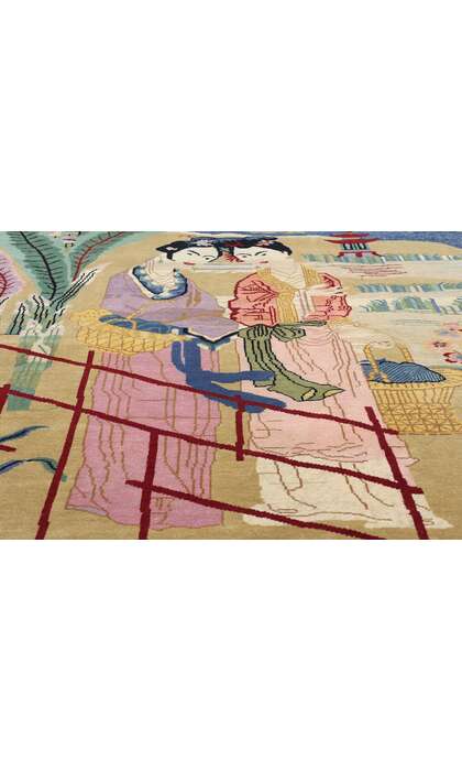 9 x 12 Modern Chinese Art Deco Pictorial Rug 31321