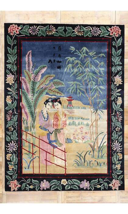 9 x 12 Modern Chinese Art Deco Pictorial Rug 31321