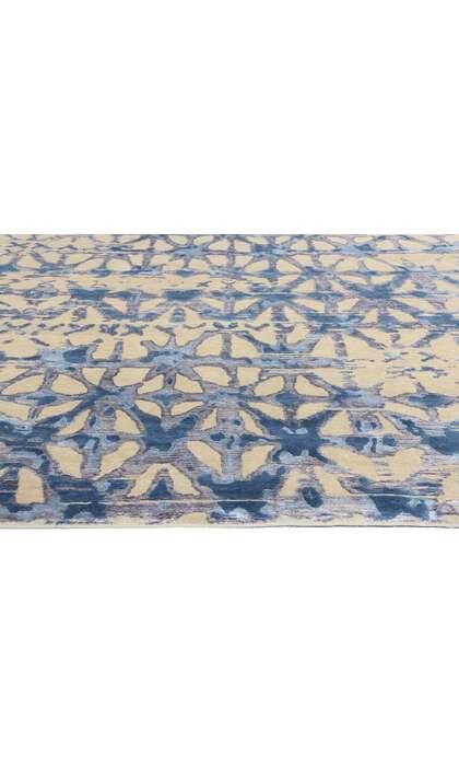 9 x 12 Contemporary Abstract High-Low Wool and Silk Rug 31046