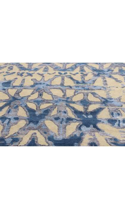 9 x 12 Contemporary Abstract High-Low Wool and Silk Rug 31046