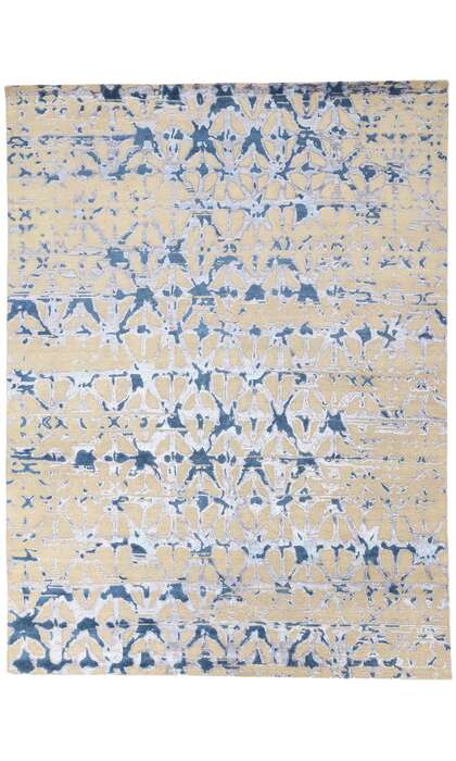 9 x 12 Contemporary Abstract High-Low Wool and Silk Rug 31046