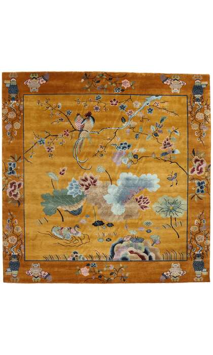 10 x 10 Modern Square Chinese Art Deco Pictorial Rug 31086