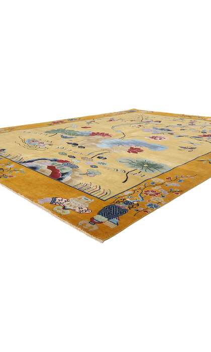 10 x 13 Golden Chinese Art Deco Rug 30920