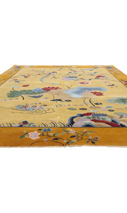 10 x 13 Golden Chinese Art Deco Rug 30920