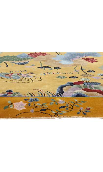 10 x 13 Golden Chinese Art Deco Rug 30920