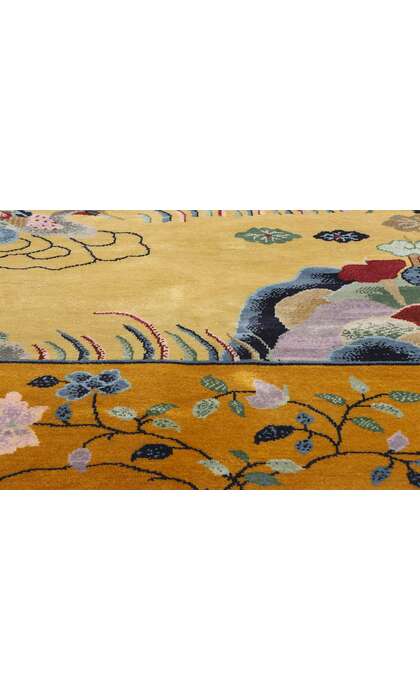 10 x 13 Golden Chinese Art Deco Rug 30920