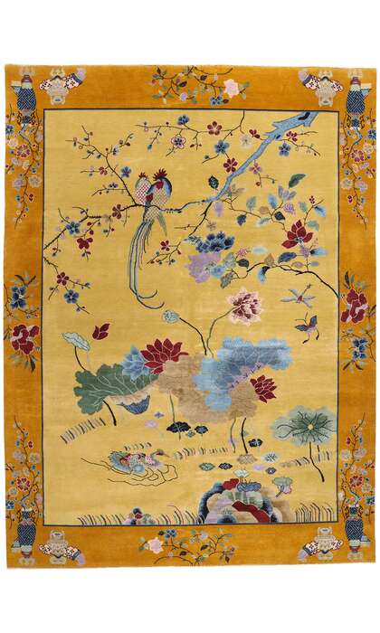 10 x 13 Golden Chinese Art Deco Rug 30920