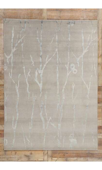 7 x 9 Biophilic Japandi Modern Wool and Silk Rug 31134