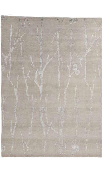 7 x 9 Biophilic Japandi Modern Wool and Silk Rug 31134