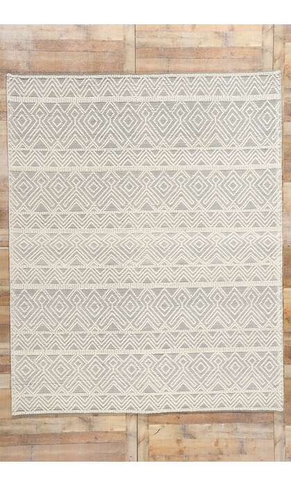 8 x 10 Moroccan Gray Textured High-Low Kilim Rug 31037