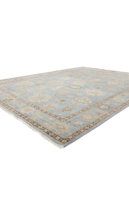 9 x 12 Modern Earth-Tone Blue Oushak Rug 31060