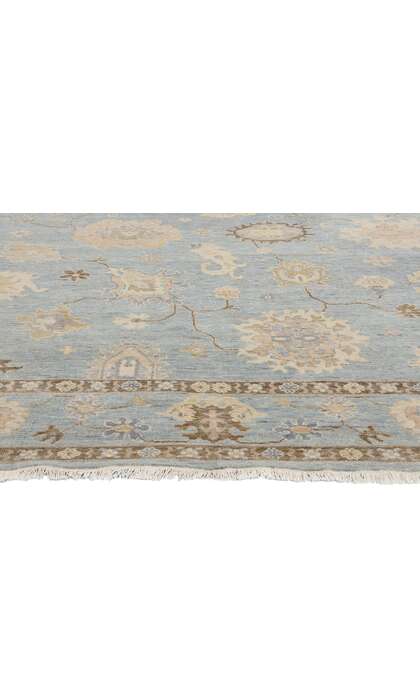 9 x 12 Modern Earth-Tone Blue Oushak Rug 31060