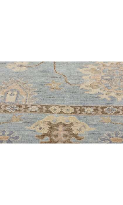 9 x 12 Modern Earth-Tone Blue Oushak Rug 31060