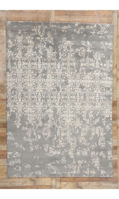 7 x 10 Modern Gray Erased Damask Rug 31146