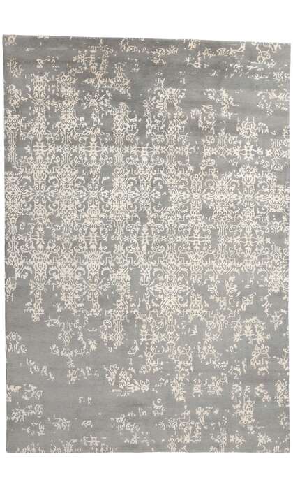 7 x 10 Modern Gray Erased Damask Rug 31146