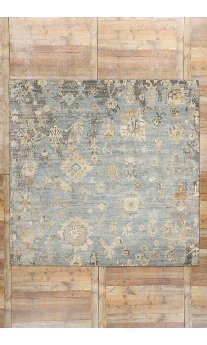 9 x 9 Modern Gray Square Oushak Rug 31059