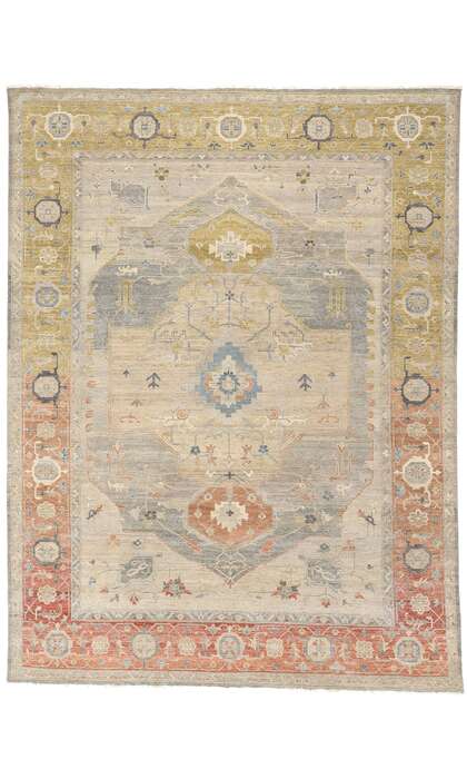 ​9 x 12 Modern Earth-Tone Oushak Rug 31054