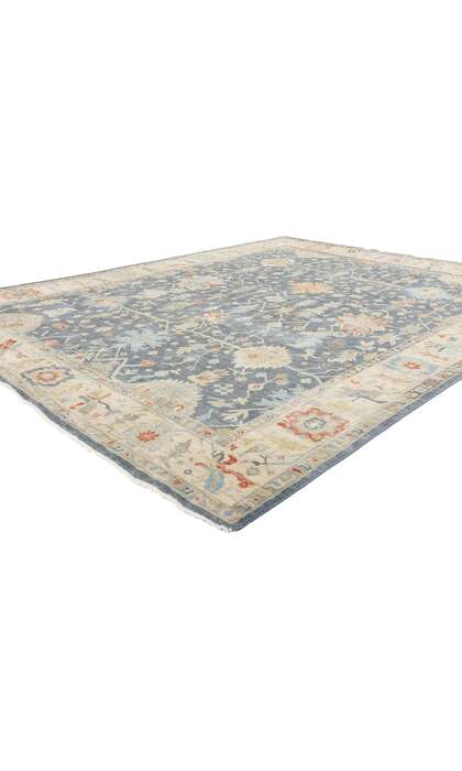 8 x 10 Modern Slate Blue Oushak Rug 31062