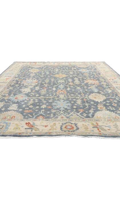 8 x 10 Modern Slate Blue Oushak Rug 31062
