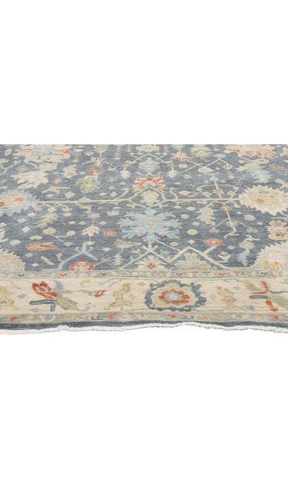 8 x 10 Modern Slate Blue Oushak Rug 31062