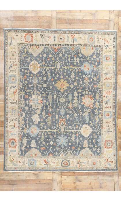 8 x 10 Modern Slate Blue Oushak Rug 31062