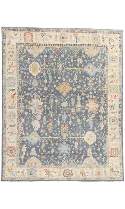8 x 10 Modern Slate Blue Oushak Rug 31062