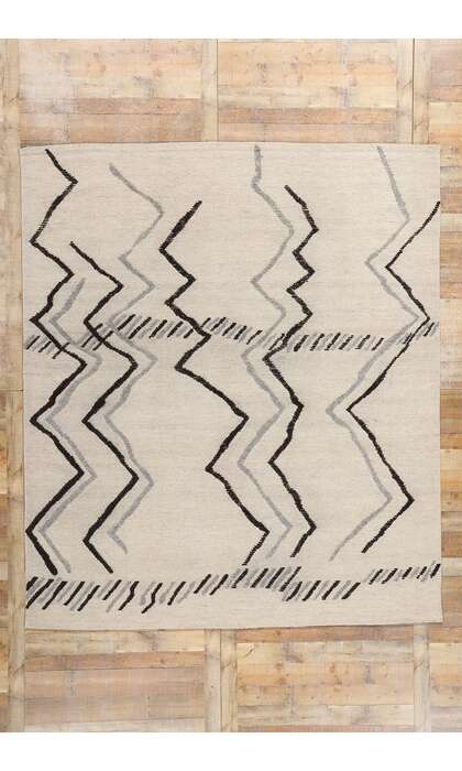 9 x 10 Modern Tribal Gray Moroccan High-Low Rug 31254