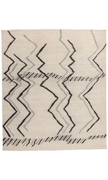 9 x 10 Modern Tribal Gray Moroccan High-Low Rug 31254